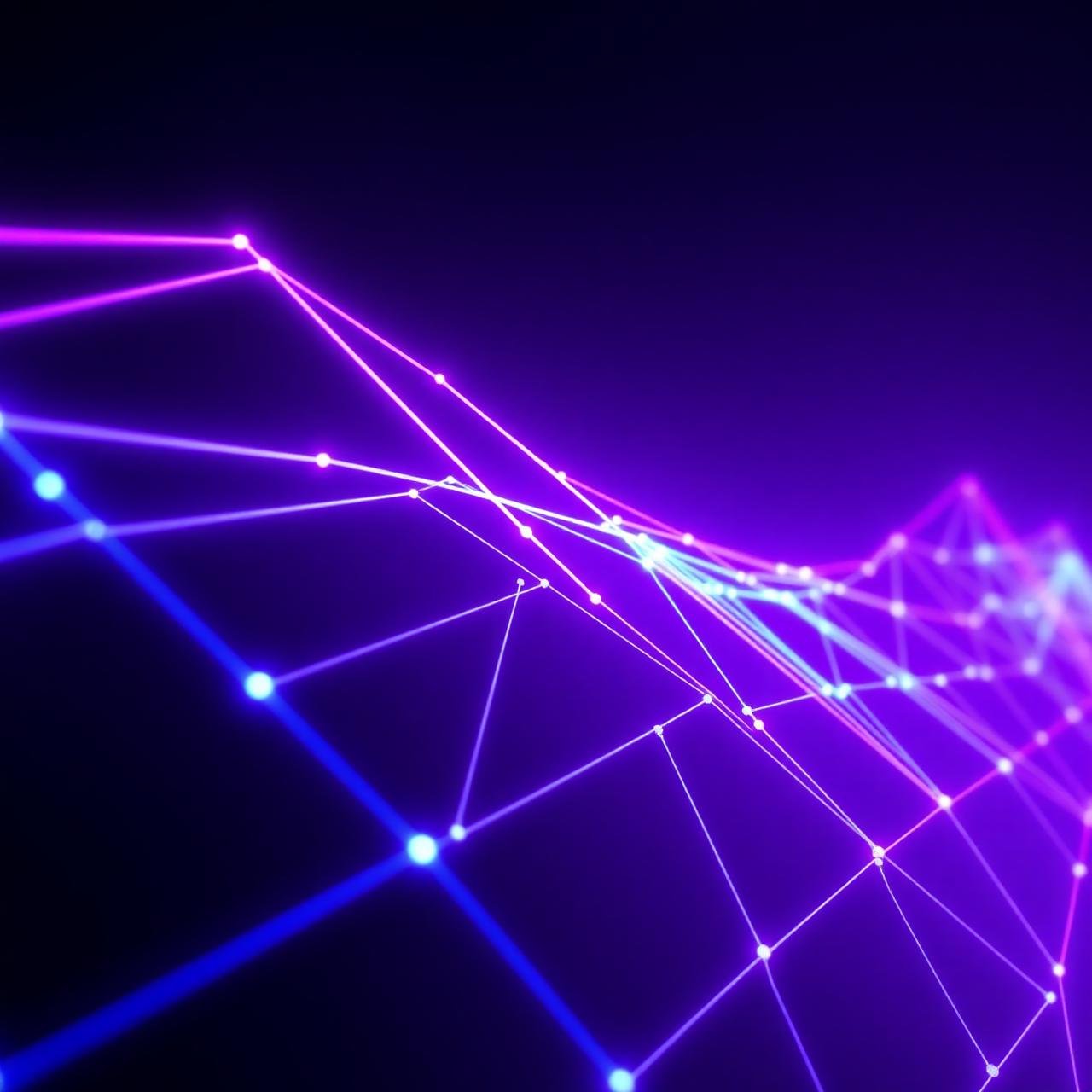 Abstract violet light rails representing financial infrastructure