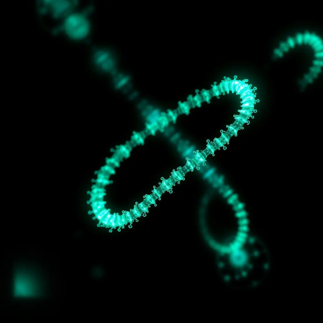 Abstract emerald helix of light representing human wellness science
