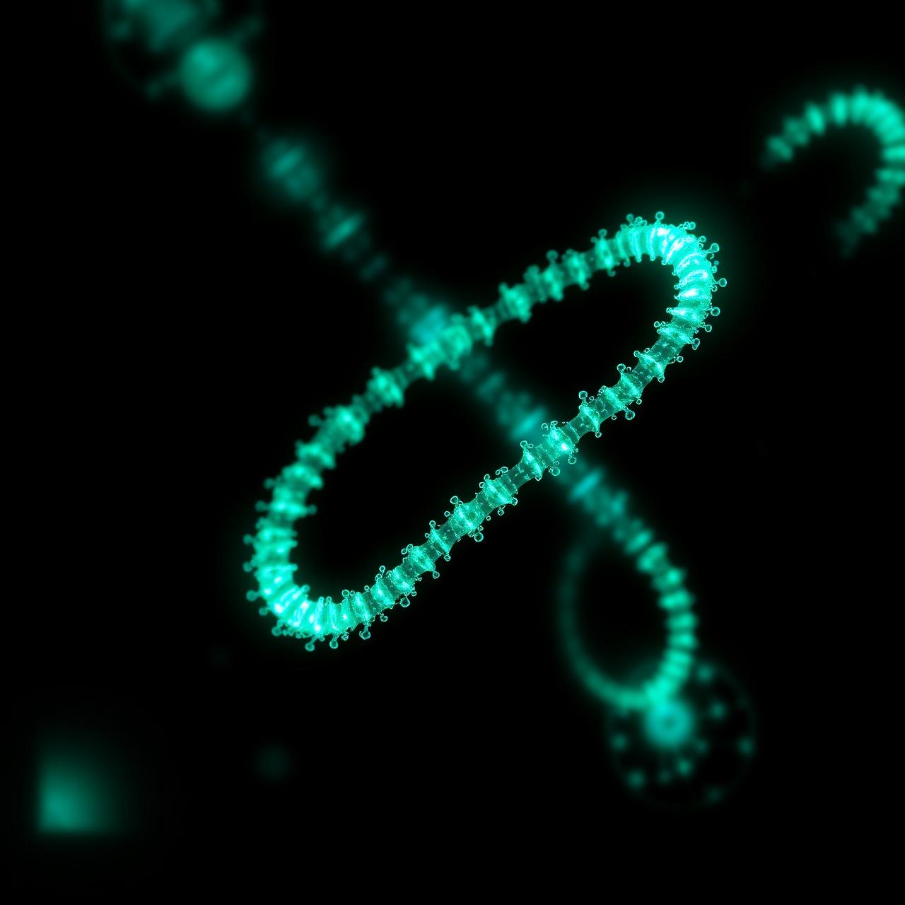 Abstract emerald helix of light representing human wellness science